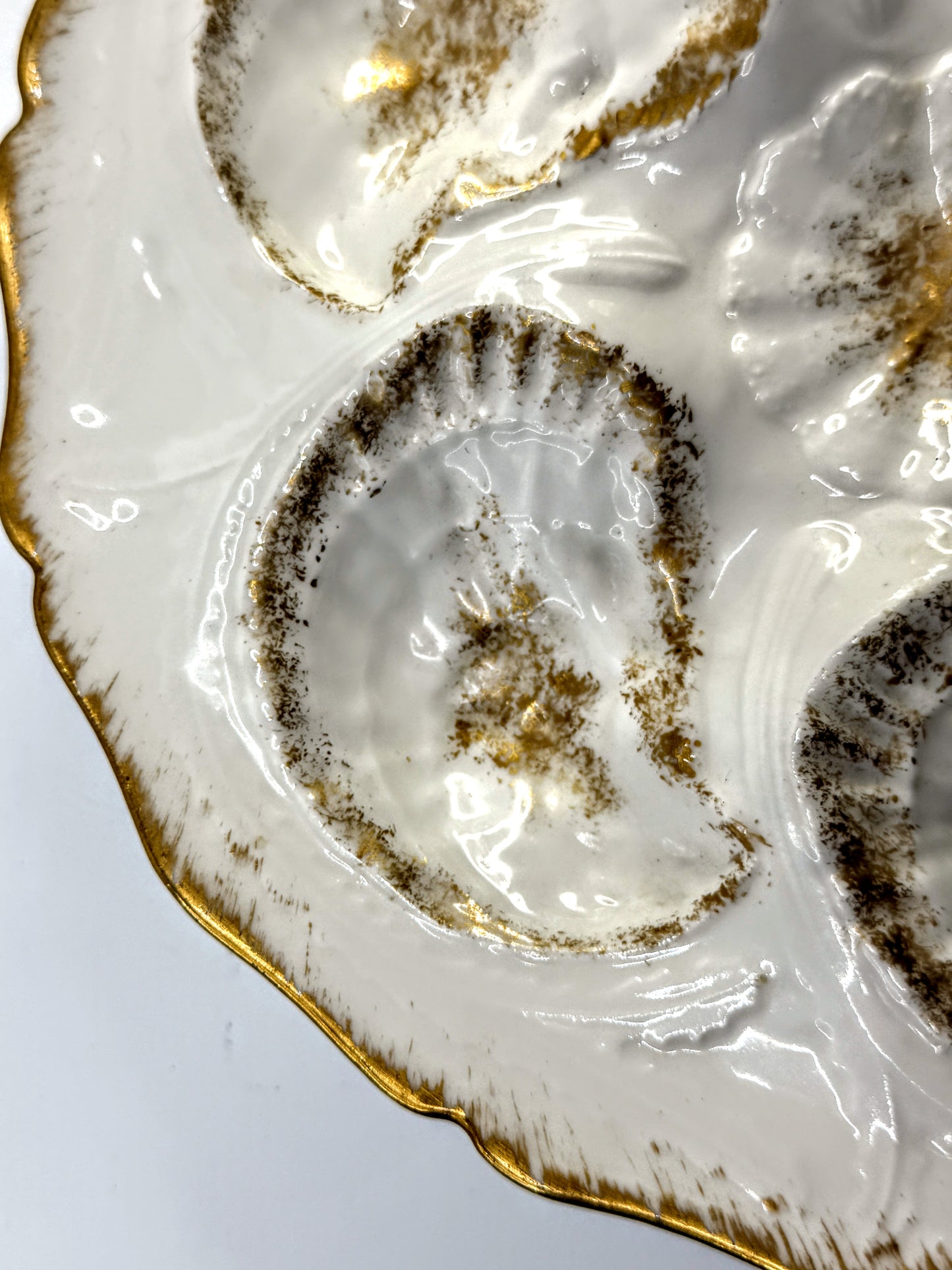 Antique Limoges Oyster Plate GDA France Gilt Shell Wells A904