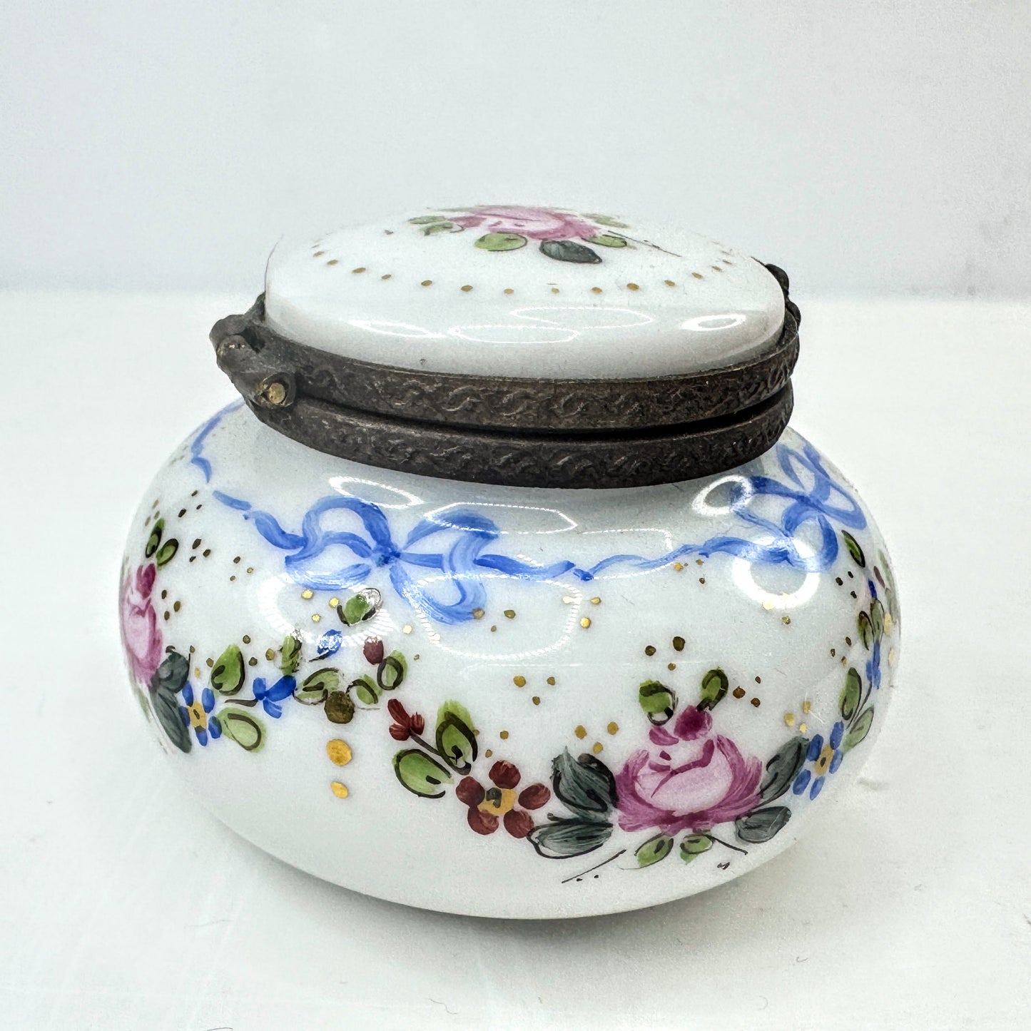 Limoges France J.D. Dumont Peint Main Ginger Jar Trinket Box A1046
