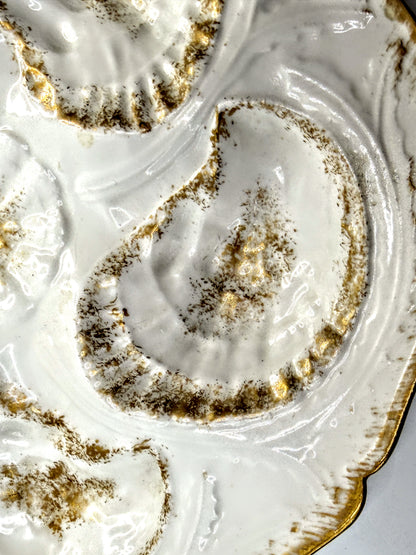 Antique Limoges Oyster Plate GDA France Gilt Shell Wells A904