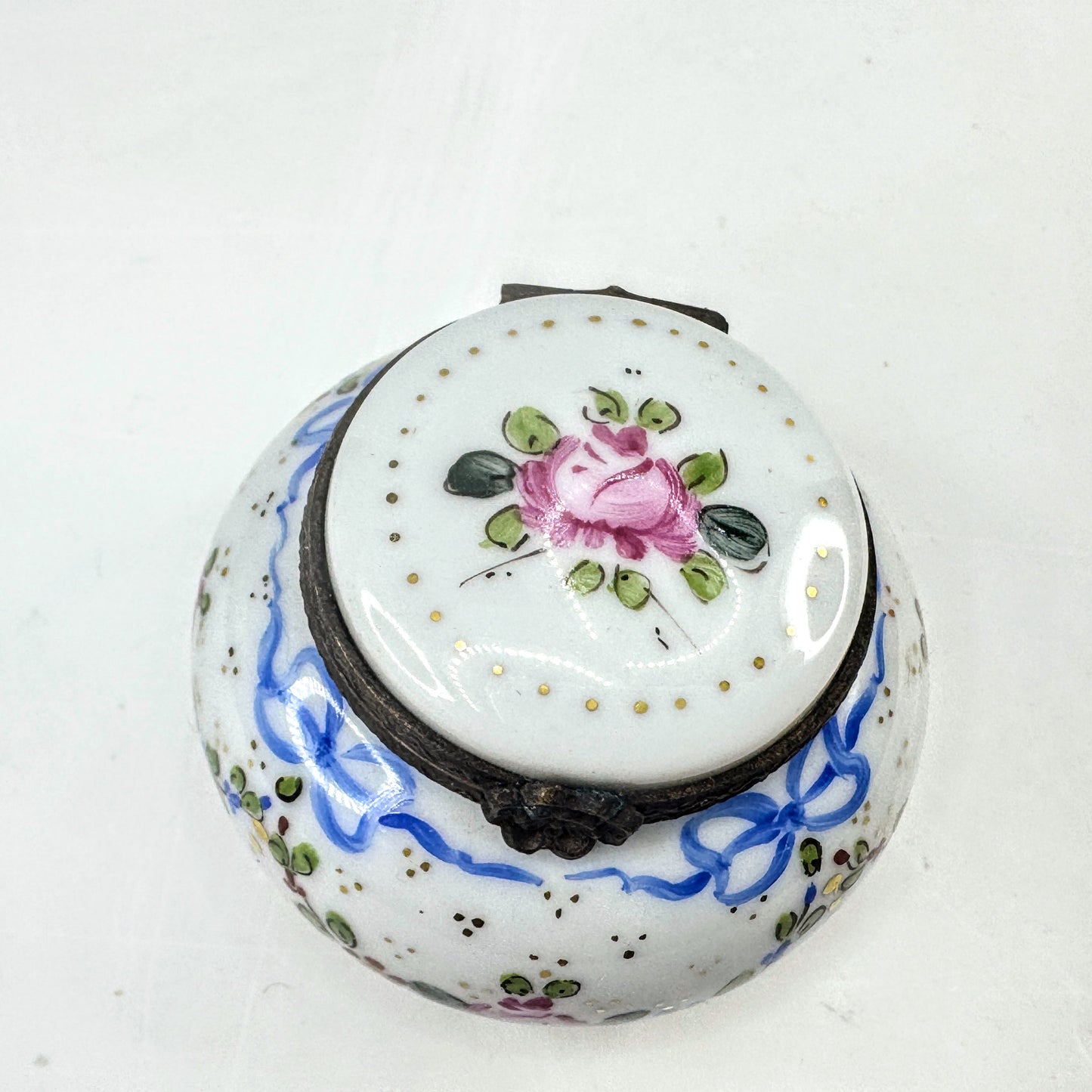 Limoges France J.D. Dumont Peint Main Ginger Jar Trinket Box A1046