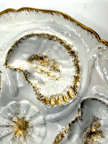 Antique Limoges Oyster Plate GDA France Gilt Shell Wells A904