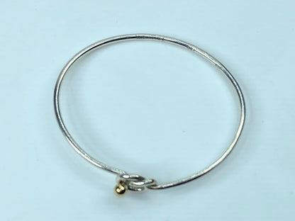 Tiffany & Co. Sterling Silver & 18k Gold Knot Hook Narrow Bangle Bracelet JR688