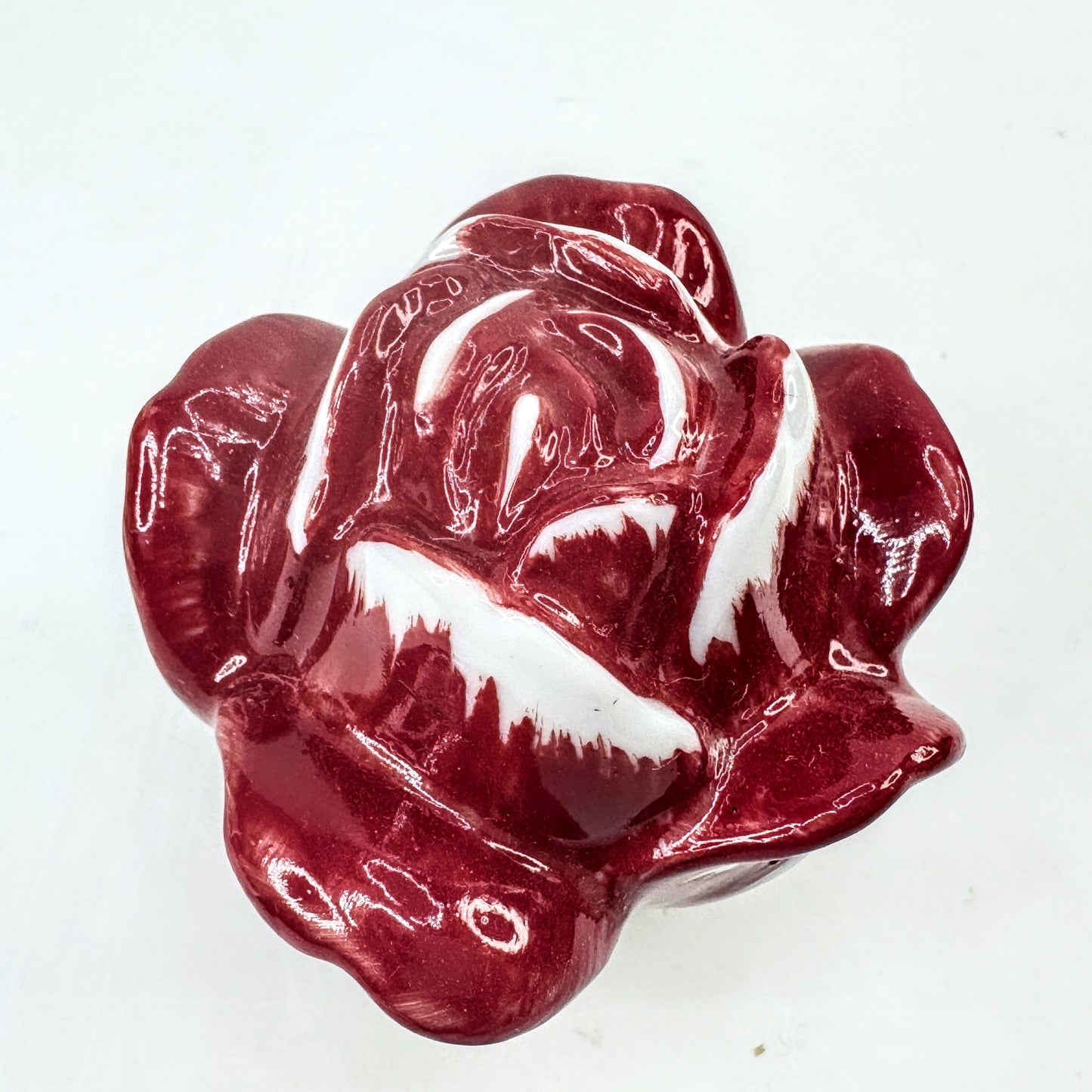 Vintage Limoges France Peint Main Red Rose Bud Porcelain Trinket Box A1052