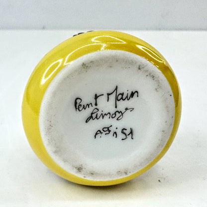 Limoges Song Bird Ginger Jar Trinket Box, Yellow Porcelain Hinged Box A1050
