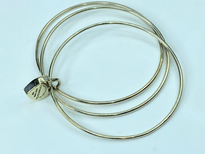Tiffany & Co New York Sterling TRIPLE Bangle Heart Lock Bracelet 8" 22.3g JR690