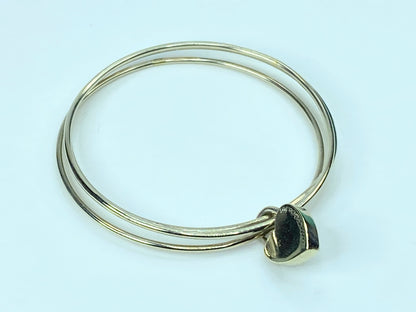 Tiffany & Co New York Sterling TRIPLE Bangle Heart Lock Bracelet 8" 22.3g JR690