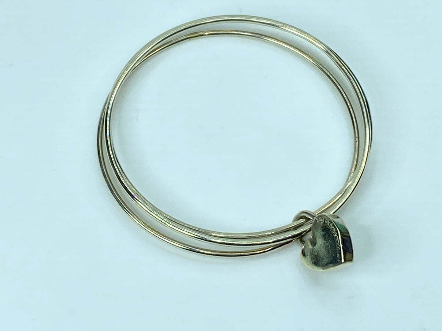 Tiffany & Co New York Sterling TRIPLE Bangle Heart Lock Bracelet 8" 22.3g JR690