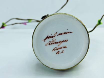 Limoges France Peint Main Cactus hinged trinket box A451