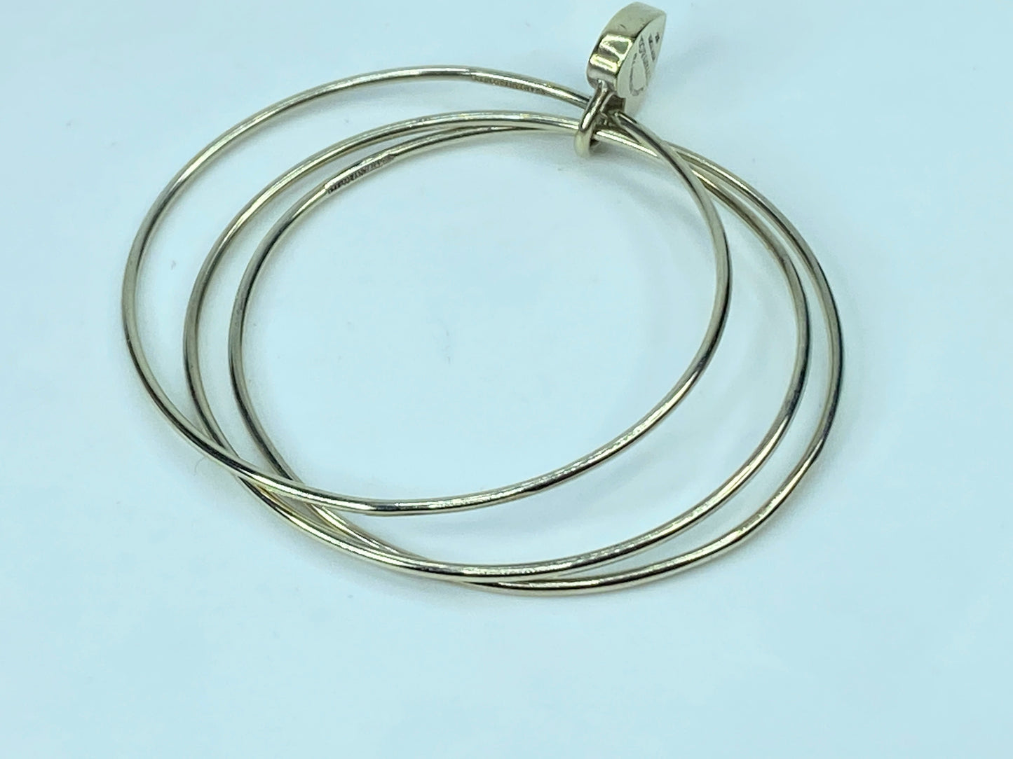 Tiffany & Co New York Sterling TRIPLE Bangle Heart Lock Bracelet 8" 22.3g JR690