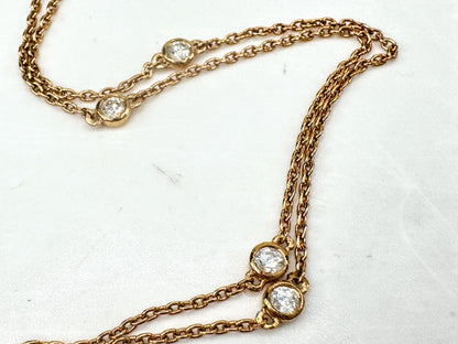 European 18K Rose/yellow Gold Diamond Station Necklace 0.30ctw G/VS1 19" JR1704