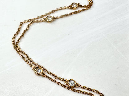 European 18K Rose/yellow Gold Diamond Station Necklace 0.30ctw G/VS1 19" JR1704