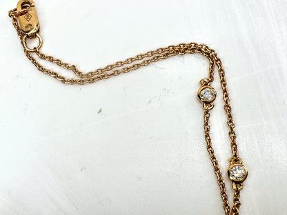 European 18K Rose/yellow Gold Diamond Station Necklace 0.30ctw G/VS1 19" JR1704
