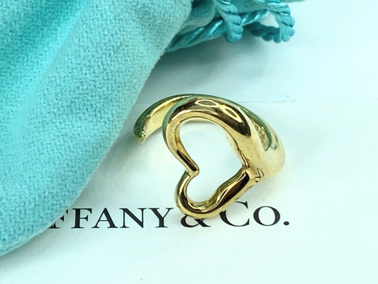 Tiffany & Co Elsa Peretti 18K Gold Open Heart Wrap Ring Size 7.9g 6.5 JR9955