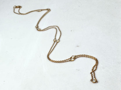 European 18K Rose/yellow Gold Diamond Station Necklace 0.30ctw G/VS1 19" JR1704