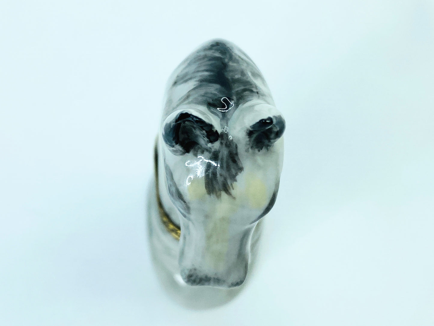 Rare Limoge Horse head on the marble stone hinged trinket box A452