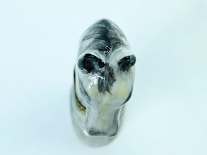 Rare Limoge Horse head on the marble stone hinged trinket box A452