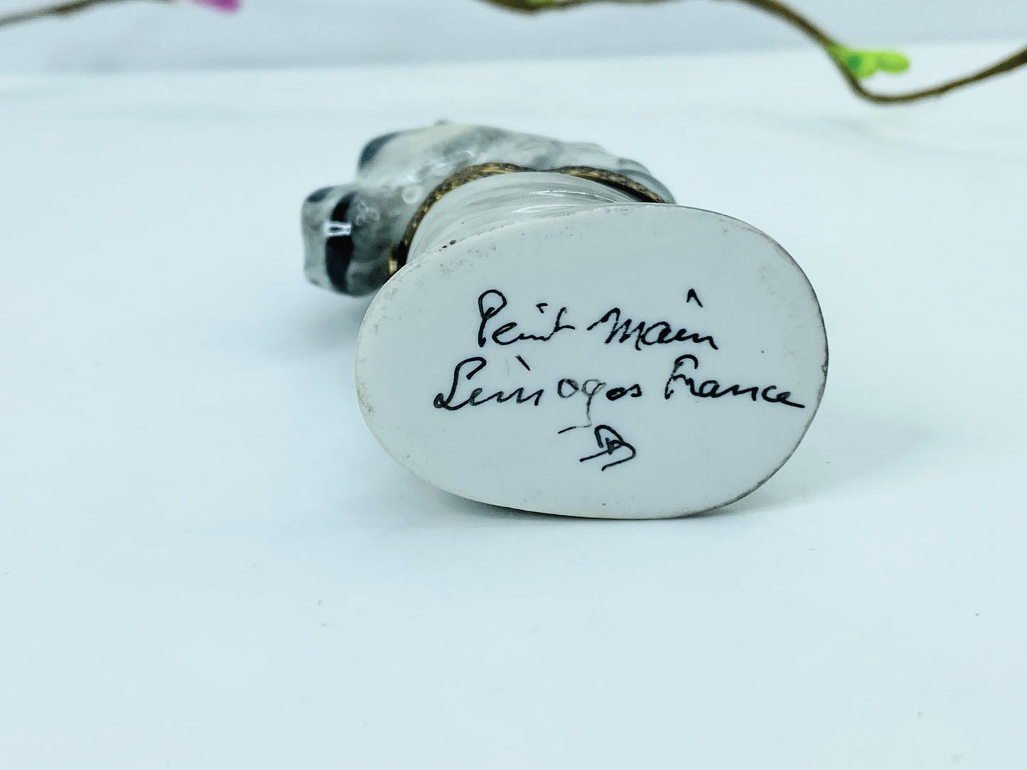 Rare Limoge Horse head on the marble stone hinged trinket box A452