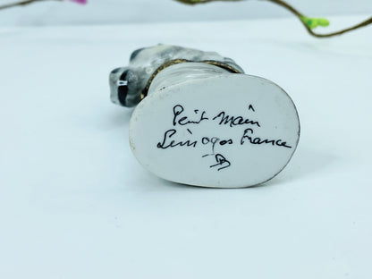 Rare Limoge Horse head on the marble stone hinged trinket box A452