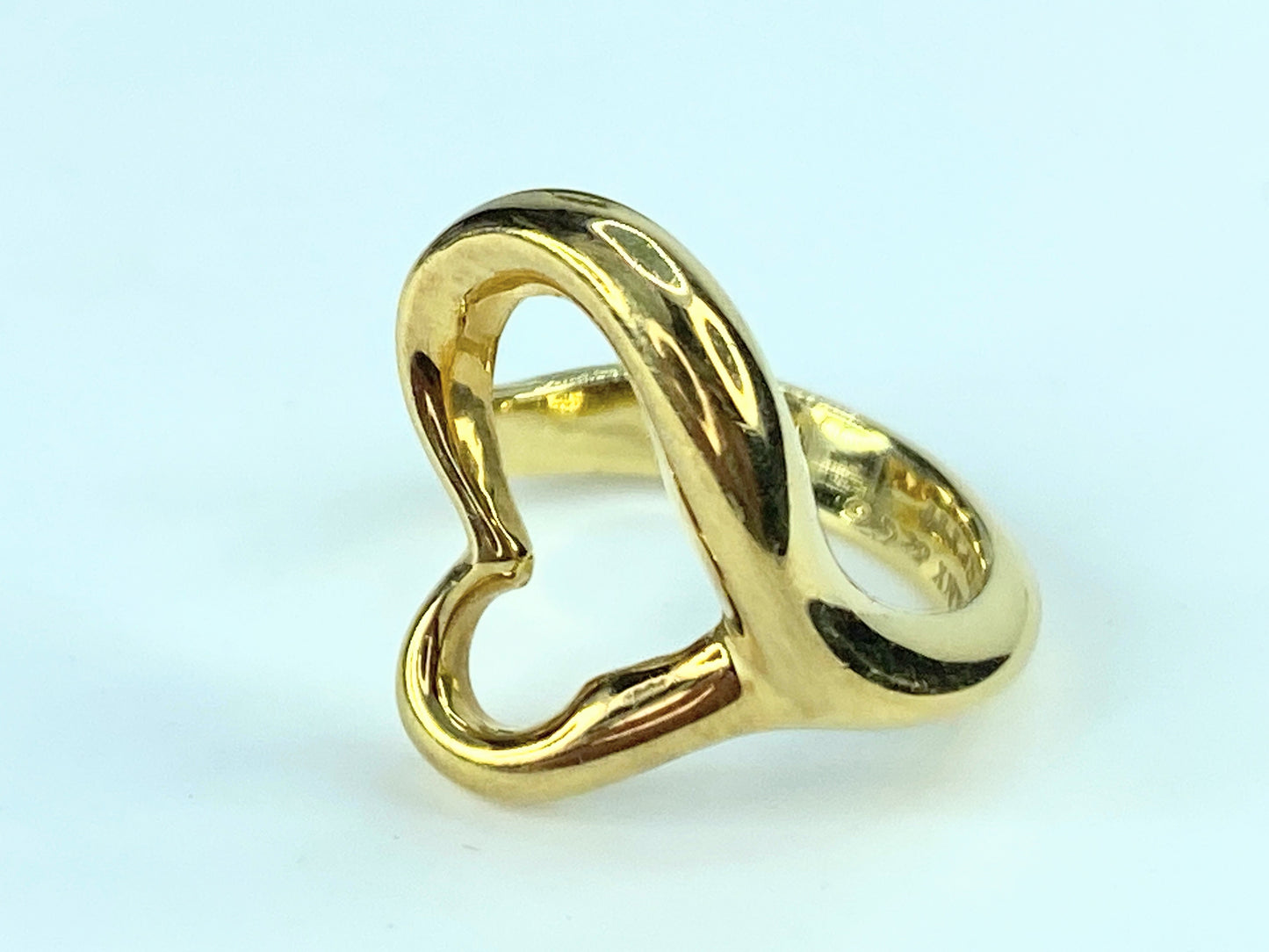 Tiffany & Co Elsa Peretti 18K Gold Open Heart Wrap Ring Size 7.9g 6.5 JR9955