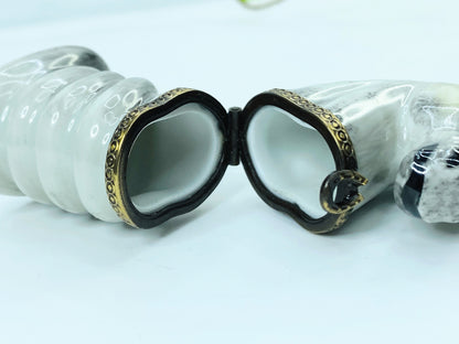 Rare Limoge Horse head on the marble stone hinged trinket box A452