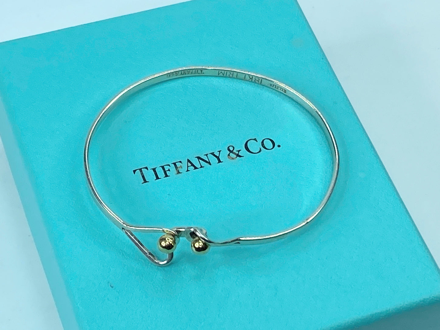 Tiffany & Co Double Heart 14K Yellow Gold and Sterling Silver Bracelet JR689