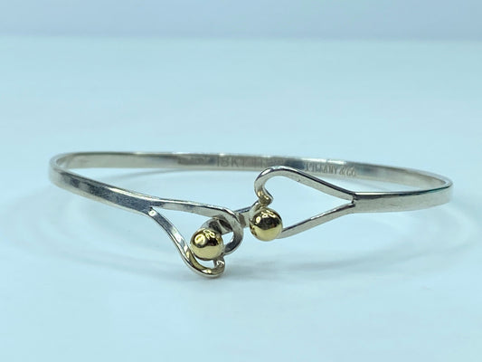 Tiffany & Co Double Heart 14K Yellow Gold and Sterling Silver Bracelet JR689