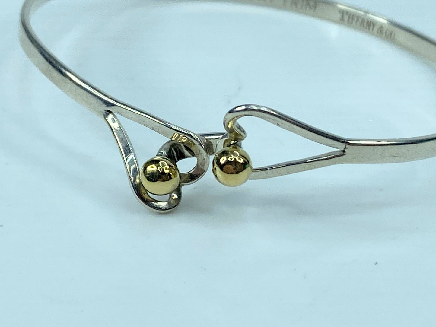 Tiffany & Co Double Heart 14K Yellow Gold and Sterling Silver Bracelet JR689