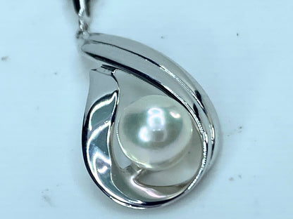 Mikimoto 6.25mm Akoya Pearl Pendant Sterling 925 Silver Necklace 18" JR9154