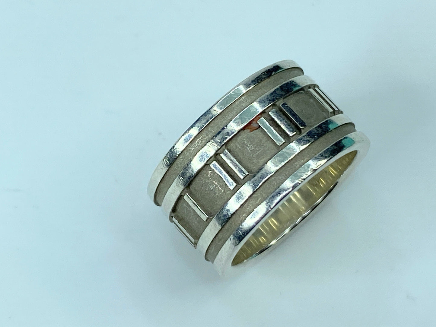 Tiffany & Co Atlas Roman Numeral 12mm Wide Ring Band Sterling Silver size7 JR705