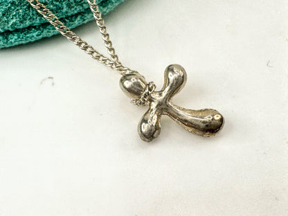 Vintage Tiffany & Co. Sterling Silver Cross Pendant Necklace with Pouch JR1707