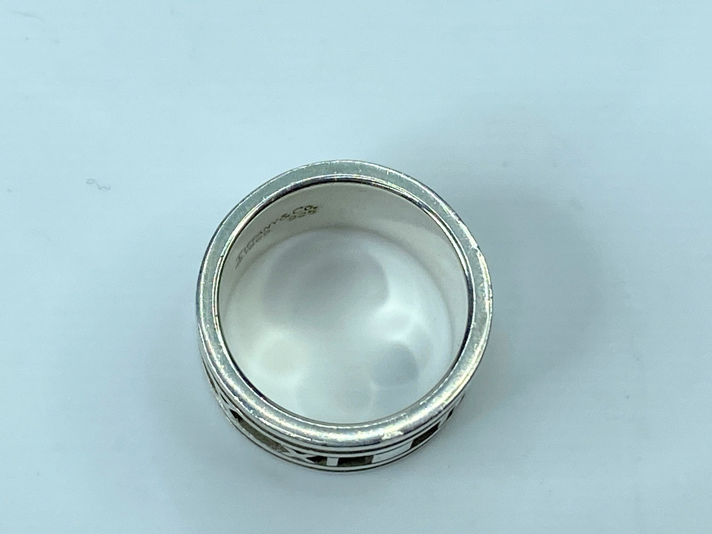 Tiffany & Co Atlas Roman Numeral 12mm Wide Ring Band Sterling Silver size7 JR705