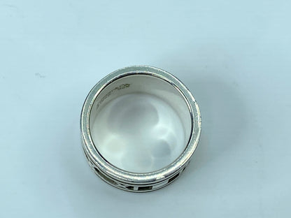 Tiffany & Co Atlas Roman Numeral 12mm Wide Ring Band Sterling Silver size7 JR705