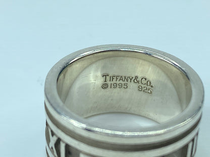 Tiffany & Co Atlas Roman Numeral 12mm Wide Ring Band Sterling Silver size7 JR705