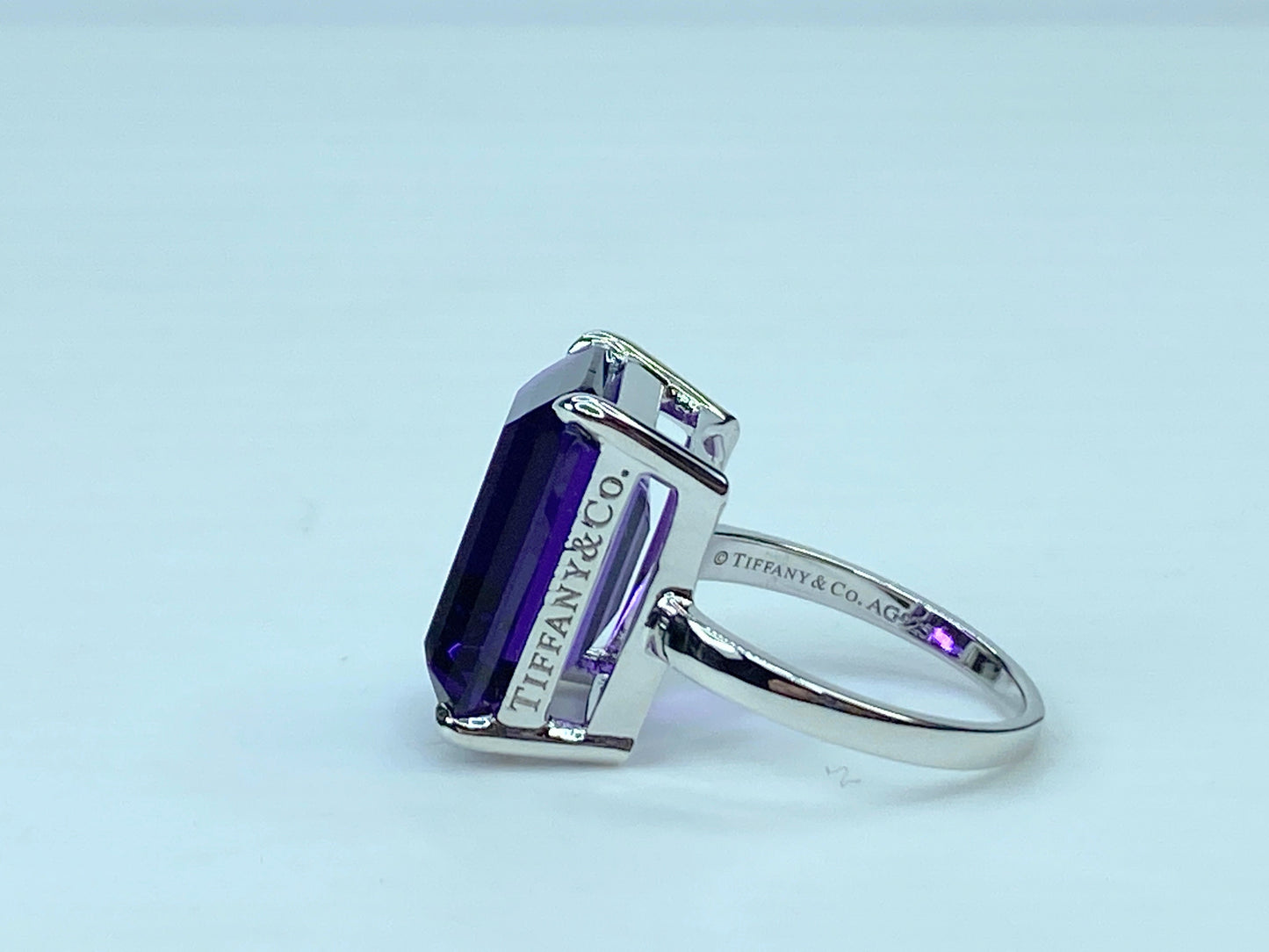 Tiffany & co Sterling Silver Sparkler Amethyst Gemstone Ring Size 6.75 JR691