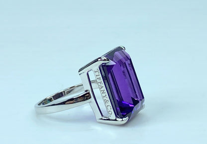 Tiffany & co Sterling Silver Sparkler Amethyst Gemstone Ring Size 6.75 JR691