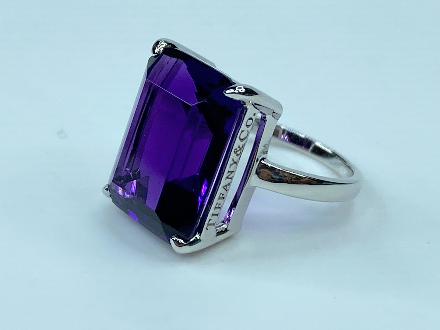 Tiffany & co Sterling Silver Sparkler Amethyst Gemstone Ring Size 6.75 JR691