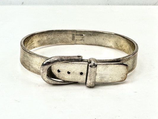 Art Nouveau solid Sterling Hinged Belt Buckle Bangle Bracelet adjustable JR1709