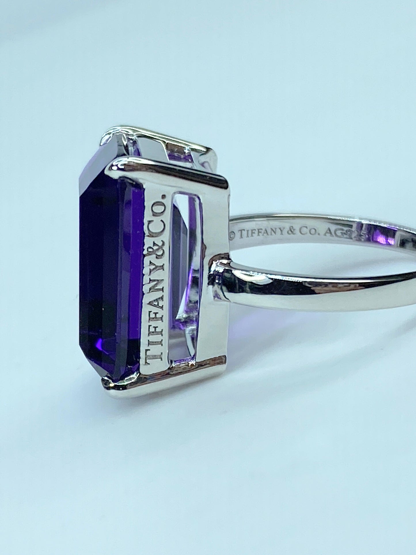 Tiffany & co Sterling Silver Sparkler Amethyst Gemstone Ring Size 6.75 JR691