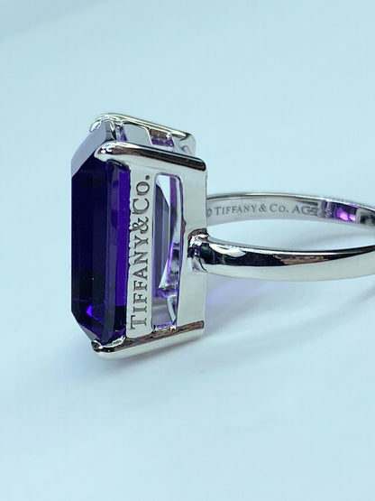 Tiffany & co Sterling Silver Sparkler Amethyst Gemstone Ring Size 6.75 JR691