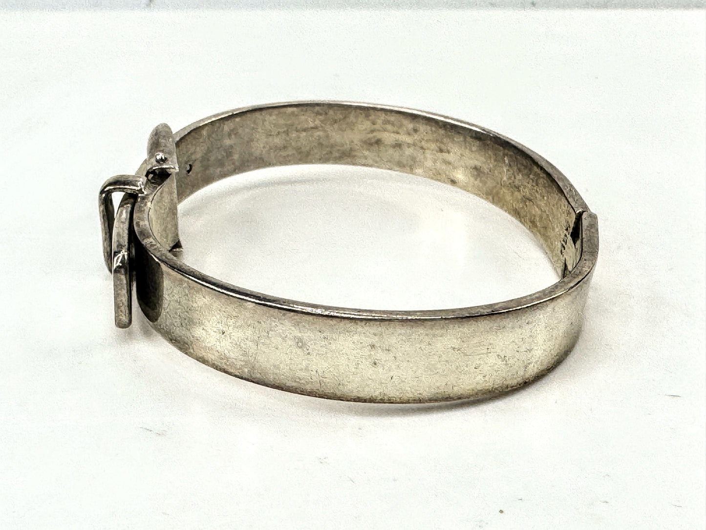 Art Nouveau solid Sterling Hinged Belt Buckle Bangle Bracelet adjustable JR1709