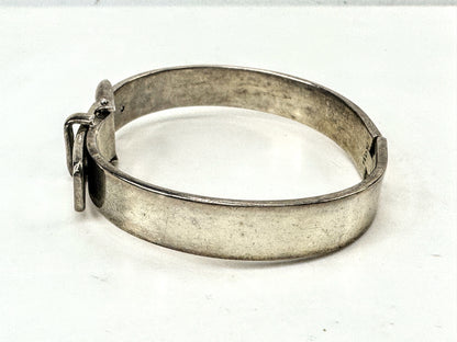 Art Nouveau solid Sterling Hinged Belt Buckle Bangle Bracelet adjustable JR1709