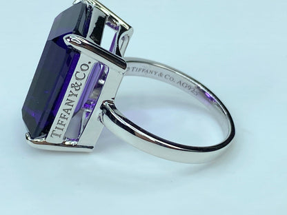 Tiffany & co Sterling Silver Sparkler Amethyst Gemstone Ring Size 6.75 JR691