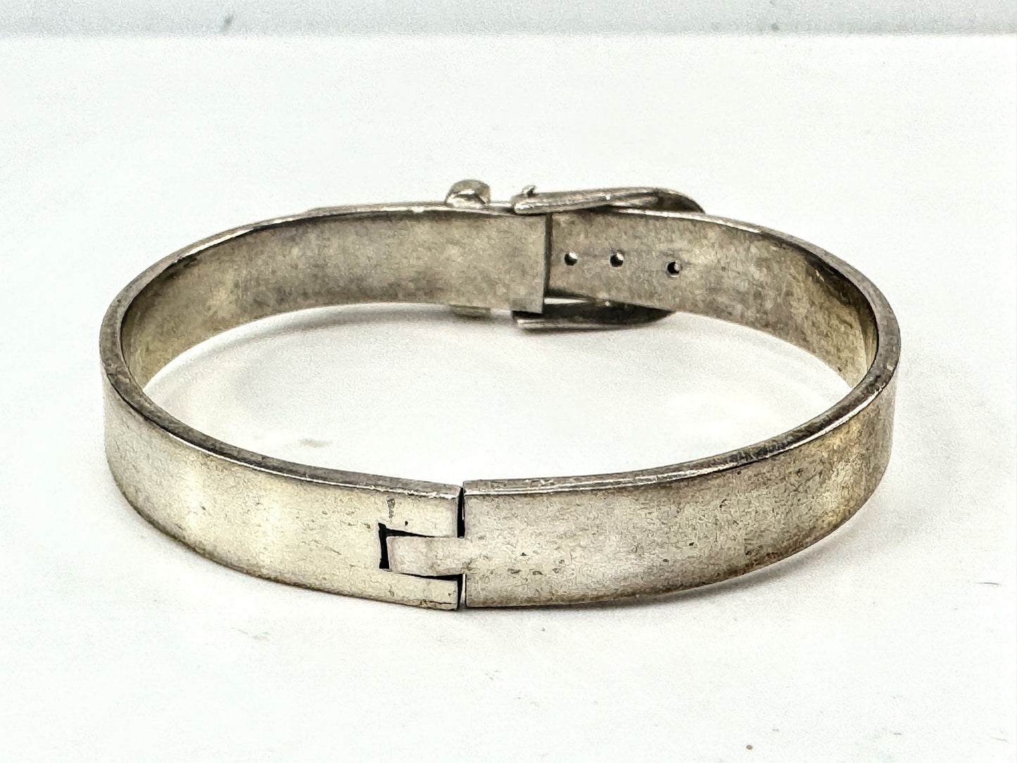 Art Nouveau solid Sterling Hinged Belt Buckle Bangle Bracelet adjustable JR1709