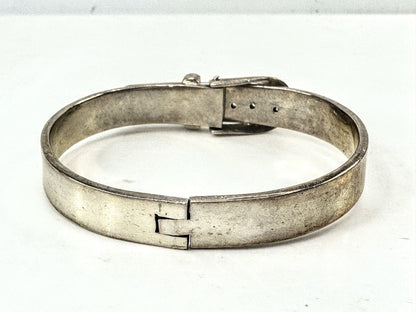 Art Nouveau solid Sterling Hinged Belt Buckle Bangle Bracelet adjustable JR1709