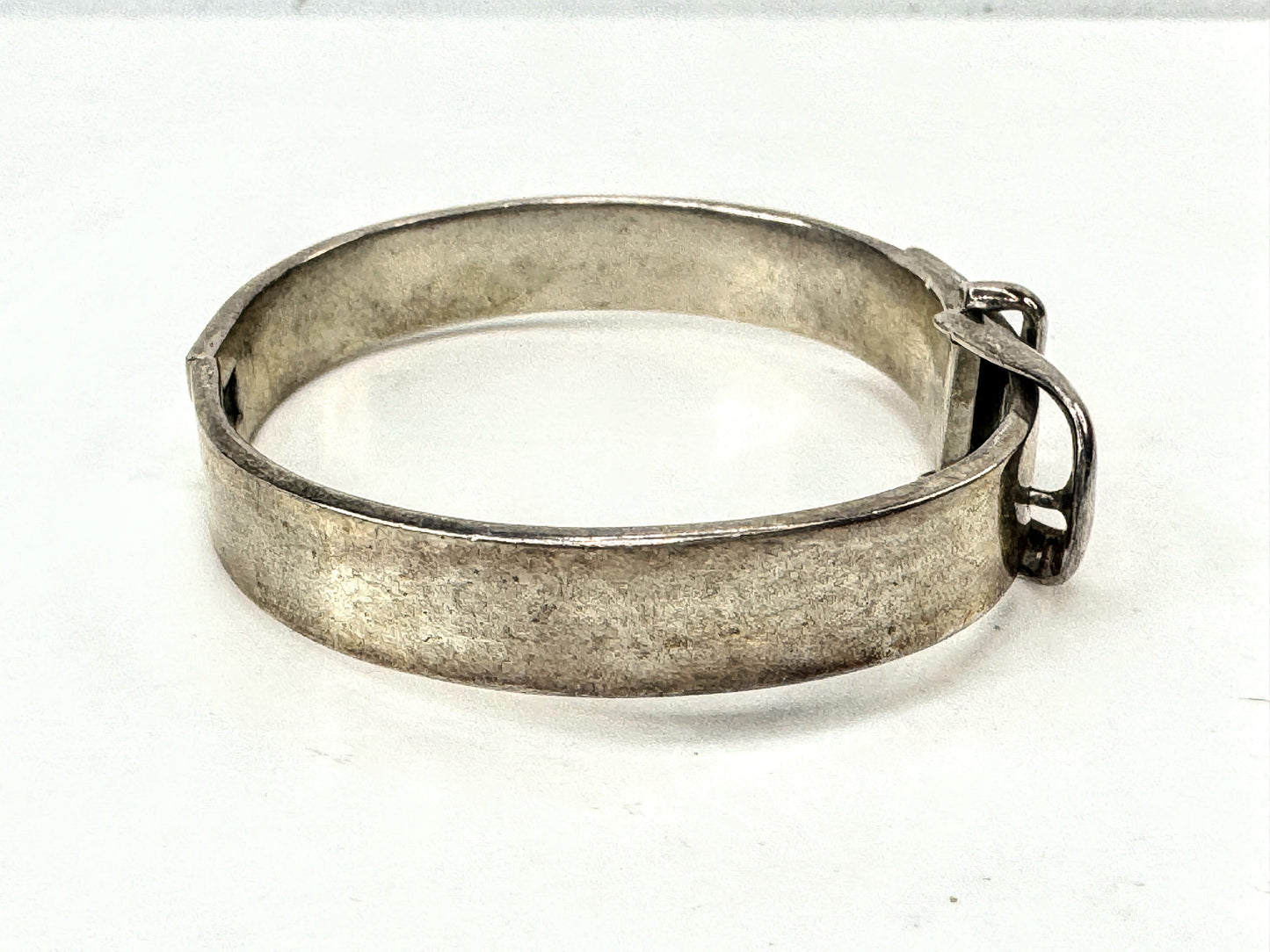 Art Nouveau solid Sterling Hinged Belt Buckle Bangle Bracelet adjustable JR1709