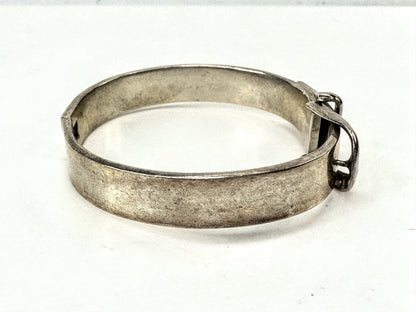 Art Nouveau solid Sterling Hinged Belt Buckle Bangle Bracelet adjustable JR1709