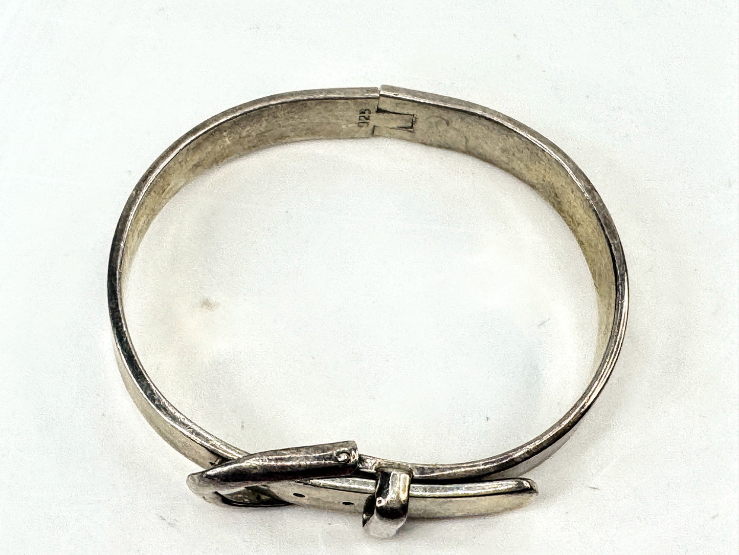 Art Nouveau solid Sterling Hinged Belt Buckle Bangle Bracelet adjustable JR1709