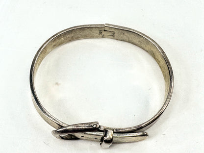 Art Nouveau solid Sterling Hinged Belt Buckle Bangle Bracelet adjustable JR1709