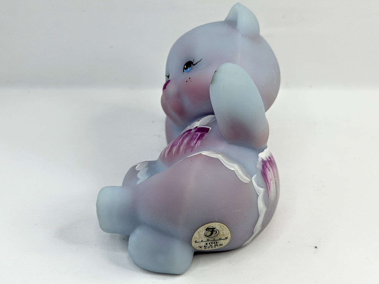 Vintage Fenton Blue Burmese 100th Anniversary Signed Bear A915