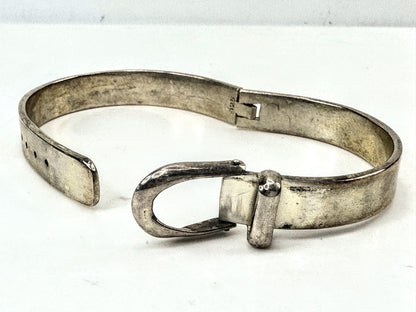 Art Nouveau solid Sterling Hinged Belt Buckle Bangle Bracelet adjustable JR1709